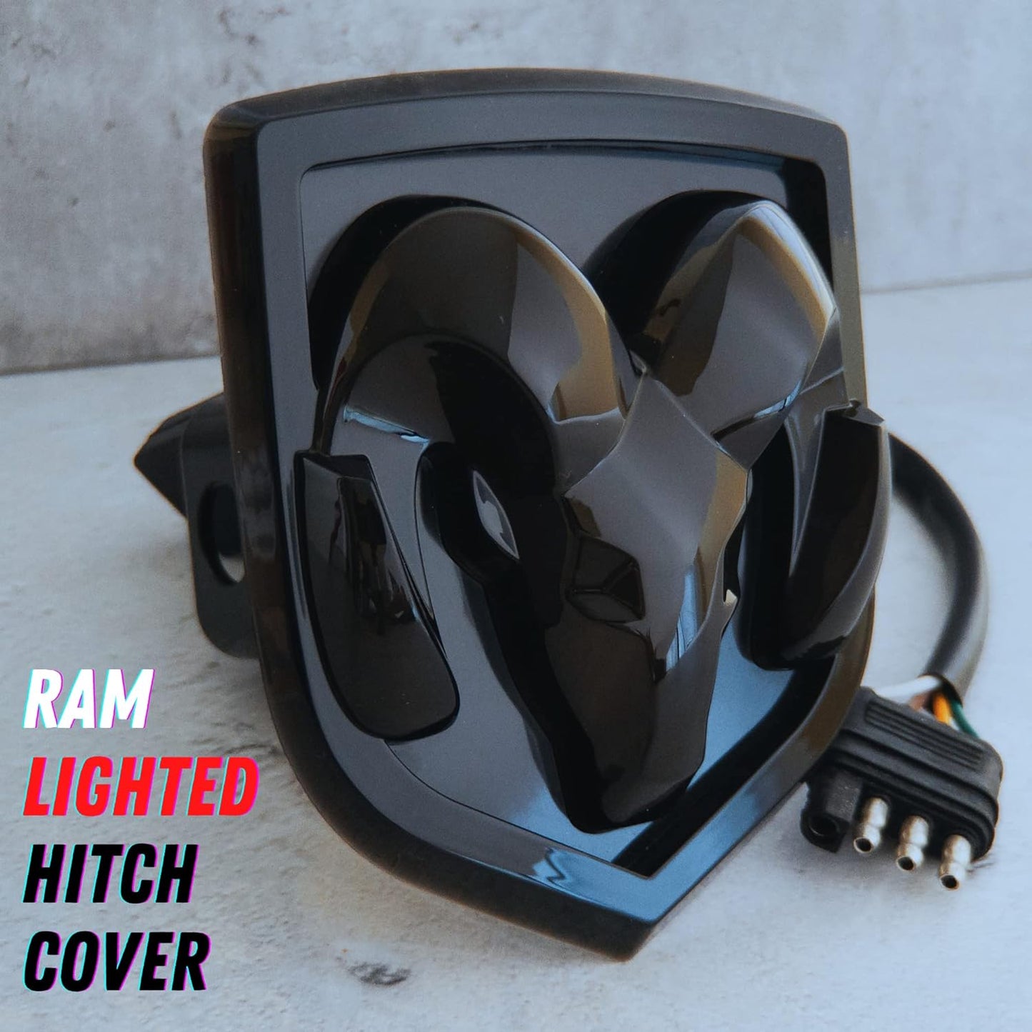 AUTOGEM RAM Lighted Hitch Cover – Officially Licensed Black LED Logo, Fits 1-1/4” & 2” Receivers