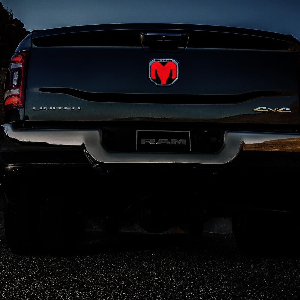 AUTOGEM 2019-2023 RAM Lighted Tailgate Emblem - Chrome LED Rear Badge