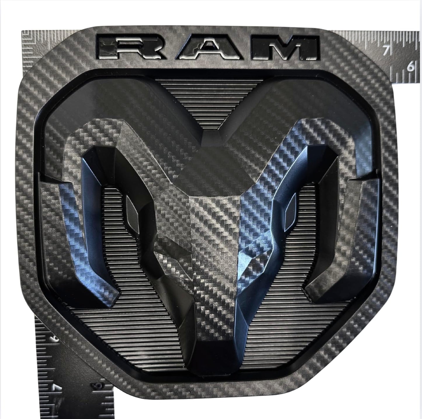 AUTOGEM 2019–2025 RAM 1500 Tailgate Emblem – Carbon Decal Finish Black Rear Truck Badge