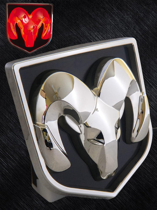 AUTOGEM RAM LED Lighted Hitch Receiver Cover - Chrome Finish - Fits 2 Inch and 1.25 Inch Receivers