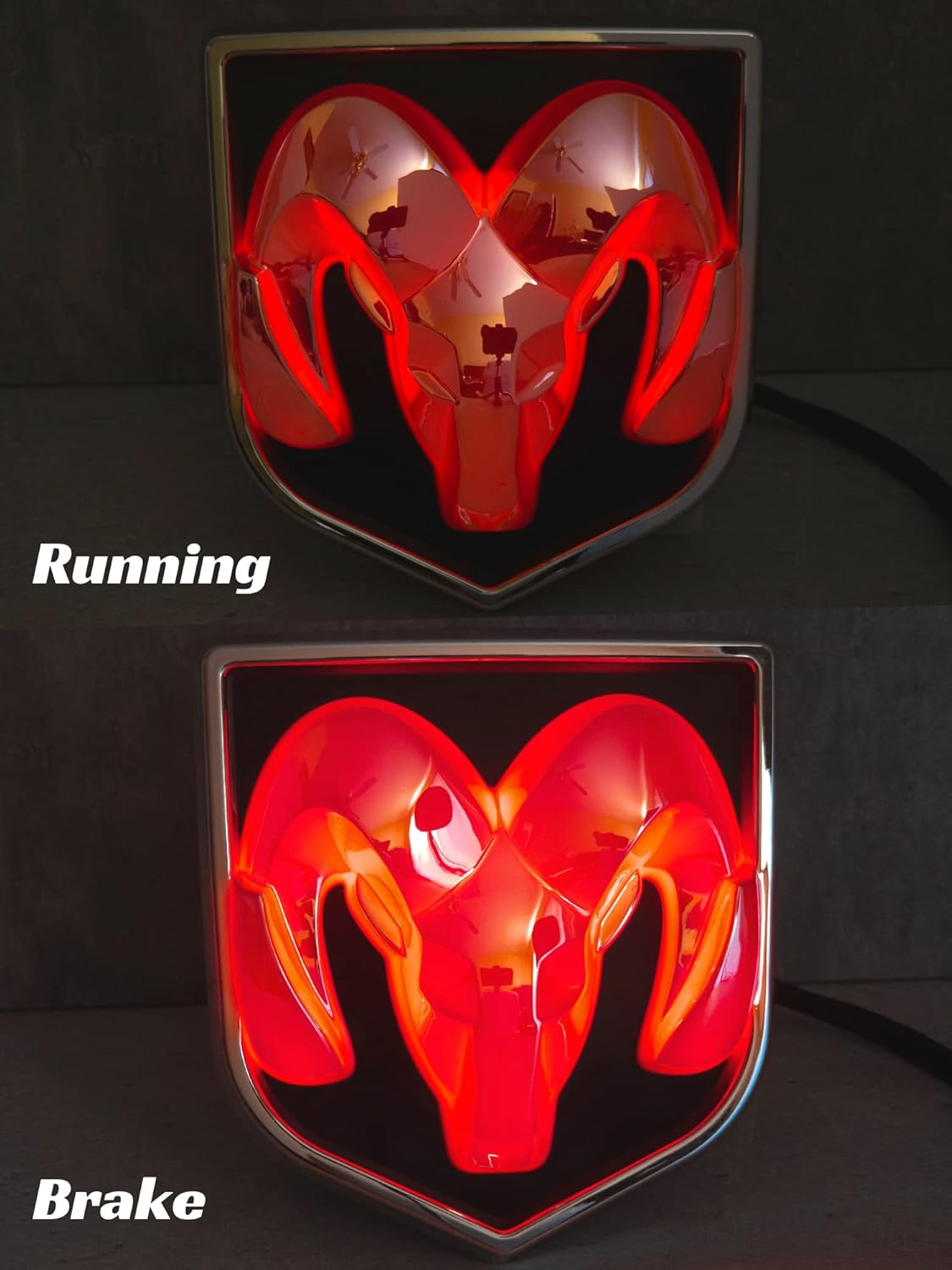 AUTOGEM RAM LED Lighted Hitch Receiver Cover - Chrome Finish - Fits 2 Inch and 1.25 Inch Receivers