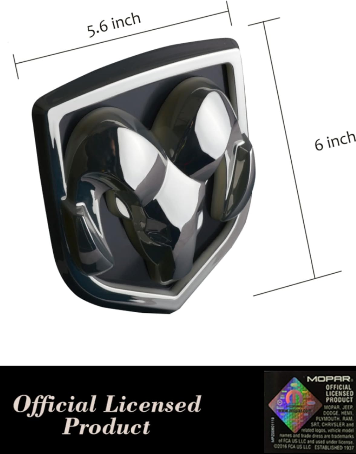 AUTOGEM RAM LED Lighted Hitch Receiver Cover - Chrome Finish - Fits 2 Inch and 1.25 Inch Receivers