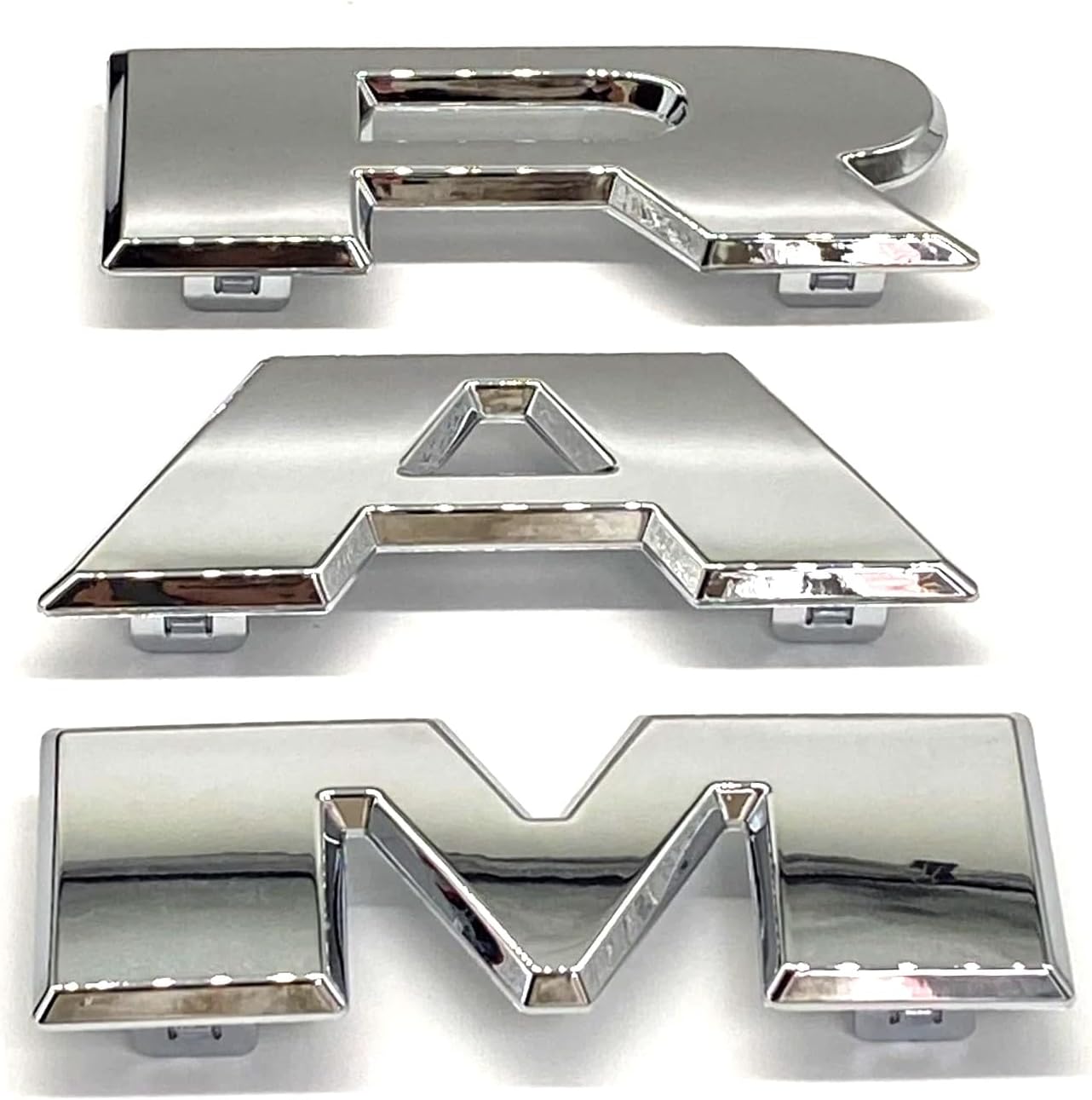 AUTOGEM 2019–2025 RAM 2500 3500 4500 Chrome Grille Emblem – Front Center Letter Badge Set