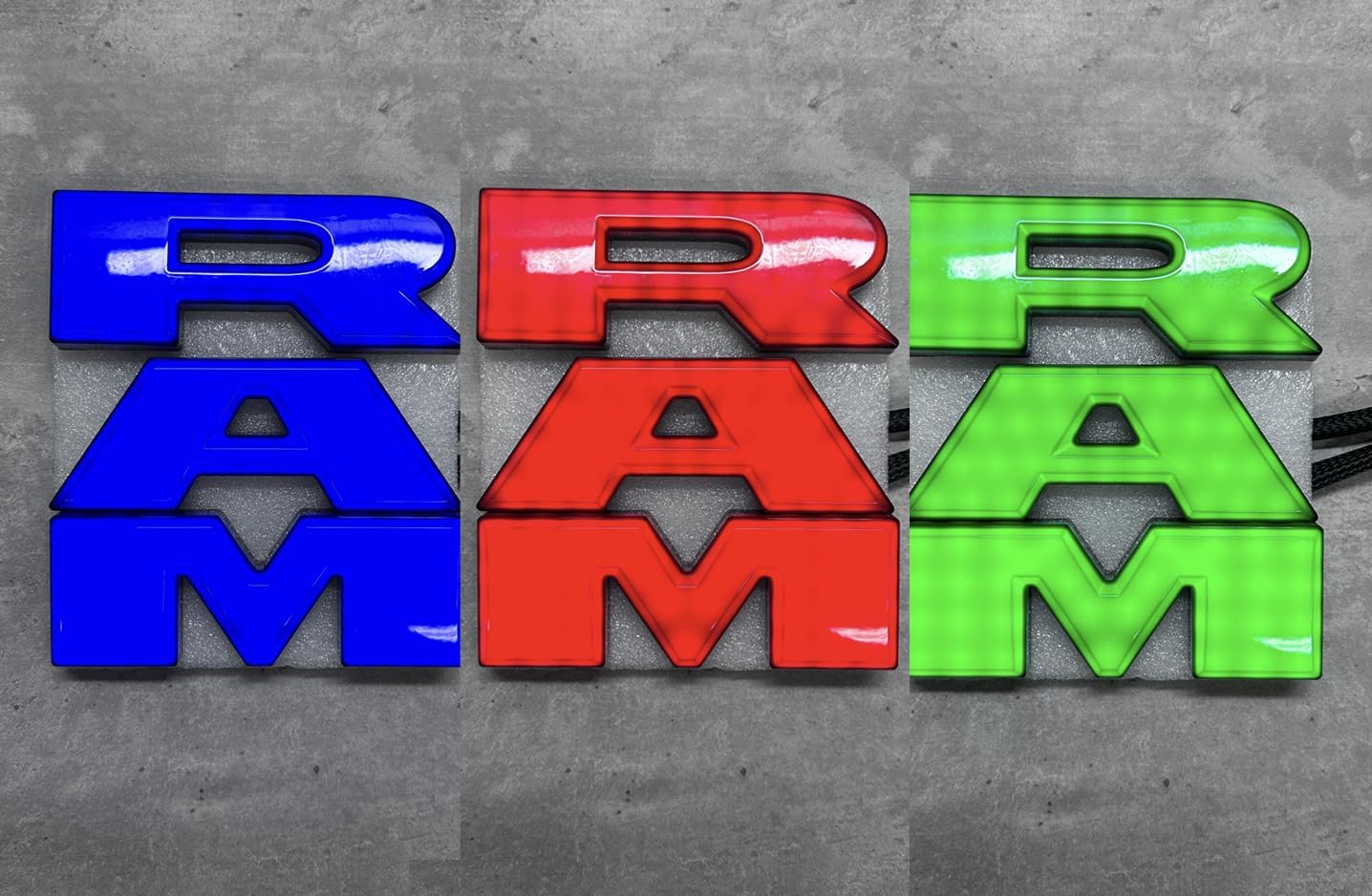 AUTOGEM 2019-2025 RAM 2500 3500 4500 RGB LED Lighted Grille Emblem Black Front Badge