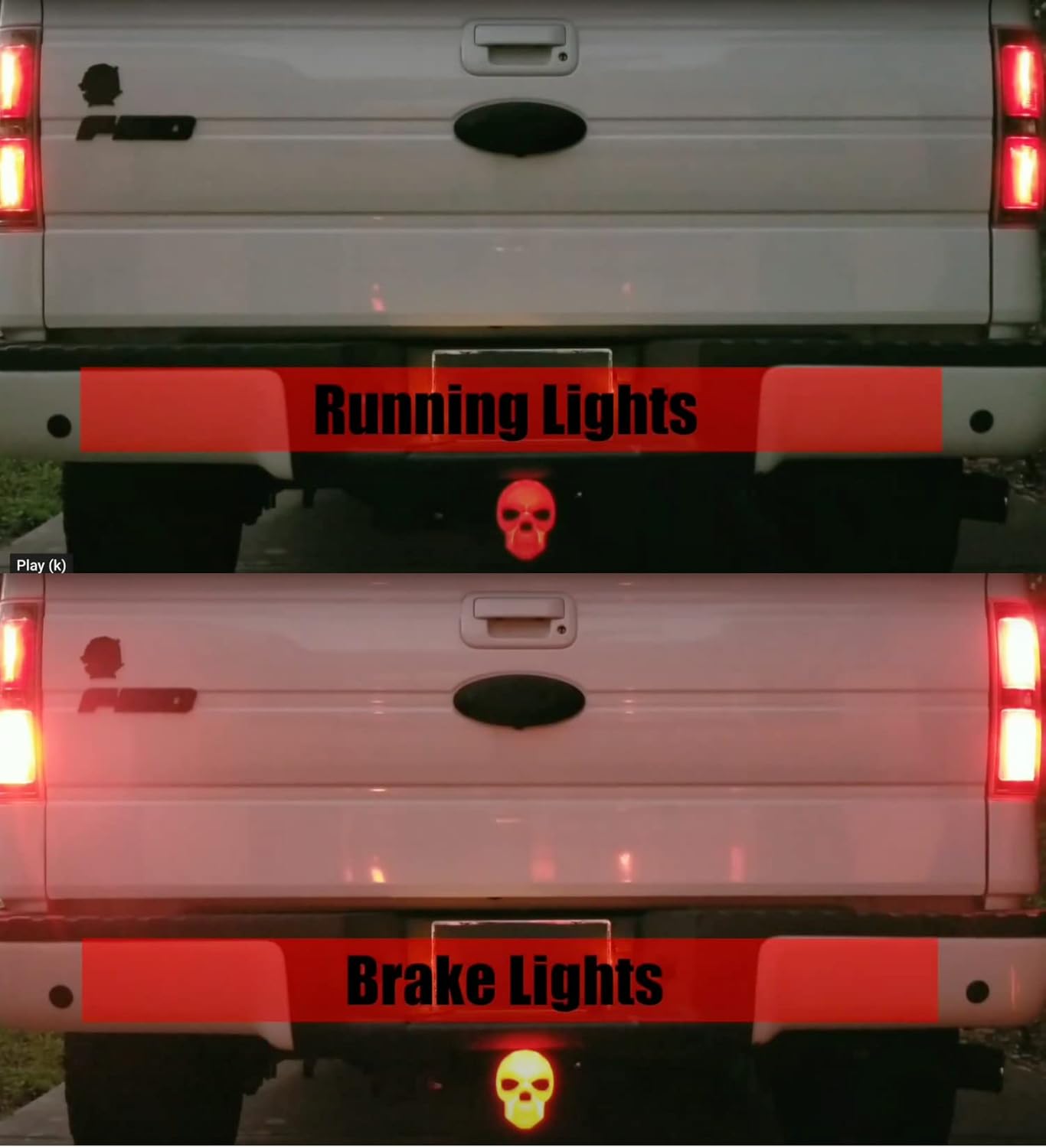 AUTOGEM Skull LED Lighted Trailer Hitch Cover - Fits 2 Inch and 1.25 Inch Receivers - Black