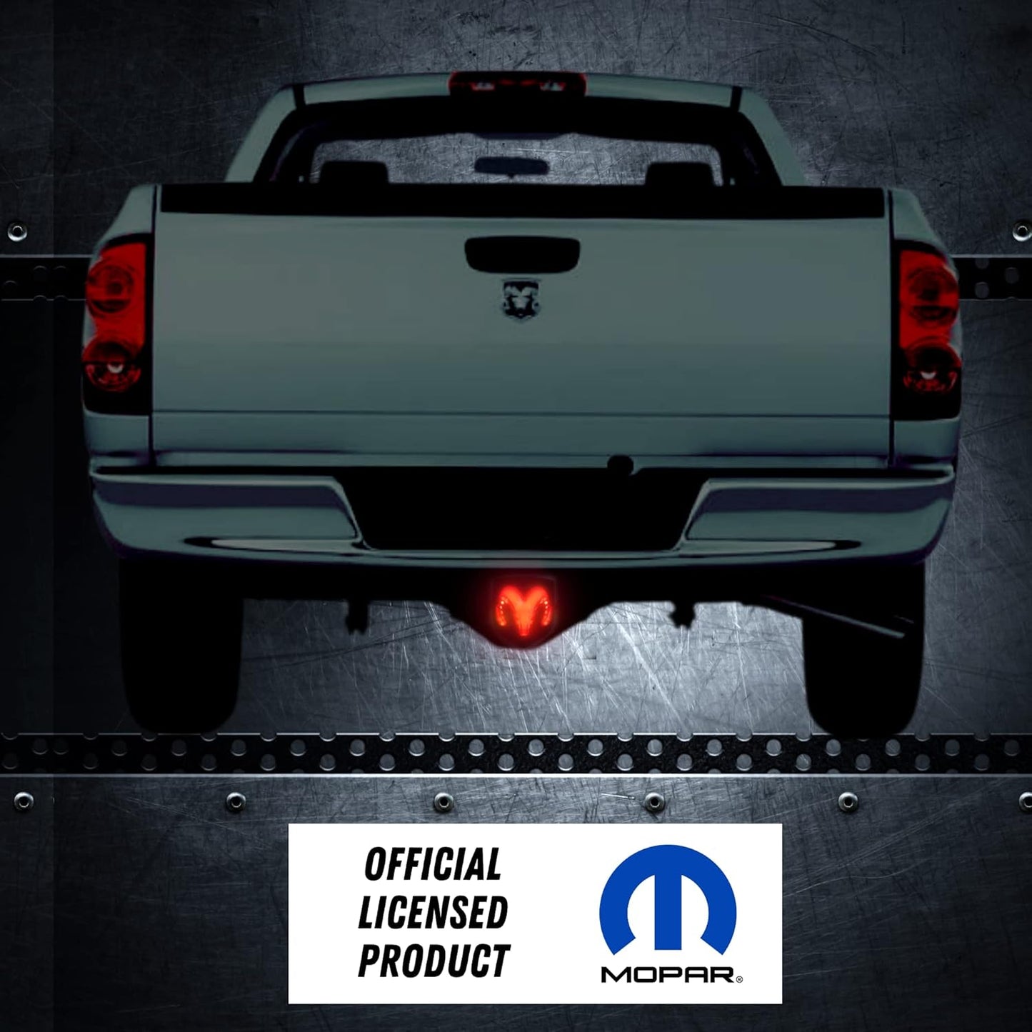 AUTOGEM RAM Lighted Hitch Cover – Officially Licensed Black LED Logo, Fits 1-1/4” & 2” Receivers