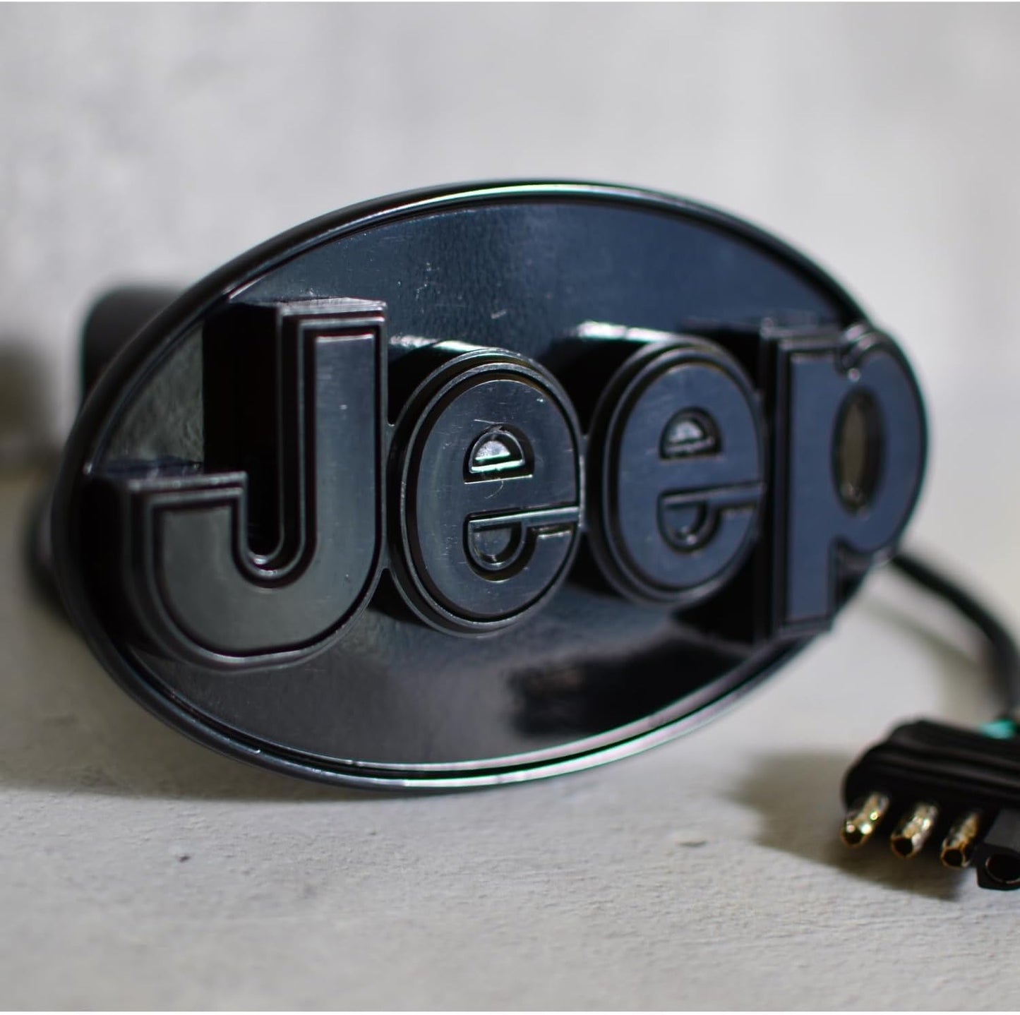 AUTOGEM Jeep Officially Licensed LED Lighted Hitch Cover – Red LED Logo – Black Finish – Fits 2" Receiver