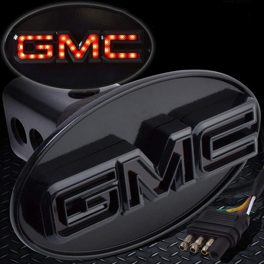 AUTOGEM LED Lighted GMC Hitch Cover - Black Chrome