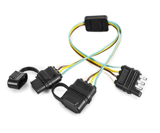 AUTOGEM 4 Pin Trailer Light Y Splitter – 4 Way Flat Adapter with 17.5 Inch Extension Harness