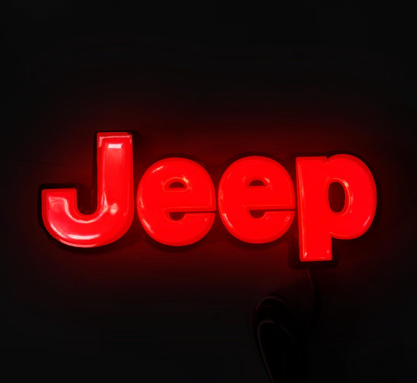 AUTOGEM 2014-2018 Jeep Tailgate LED Letter Emblem Black Finish Red LED