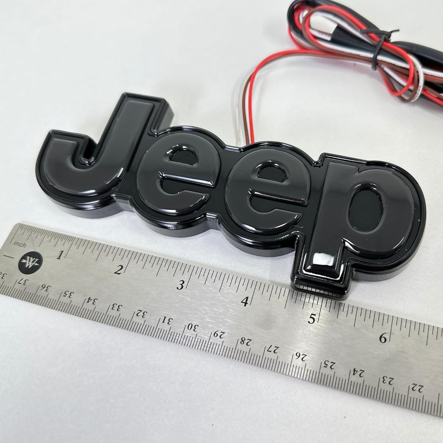 AUTOGEM 2014-2018 Jeep Tailgate LED Letter Emblem Black Finish Red LED