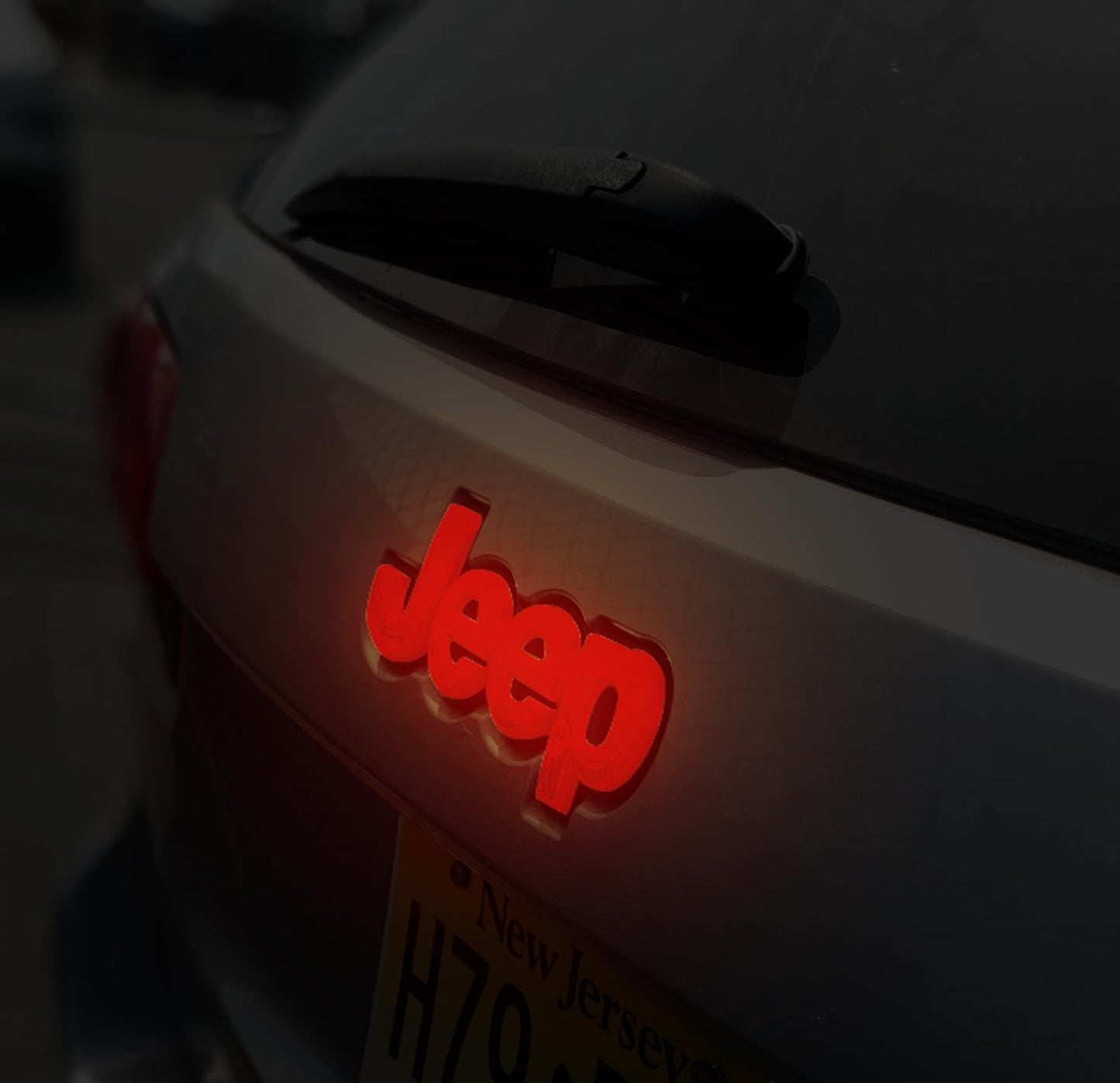 AUTOGEM 2014-2018 Jeep Tailgate LED Letter Emblem Black Finish Red LED