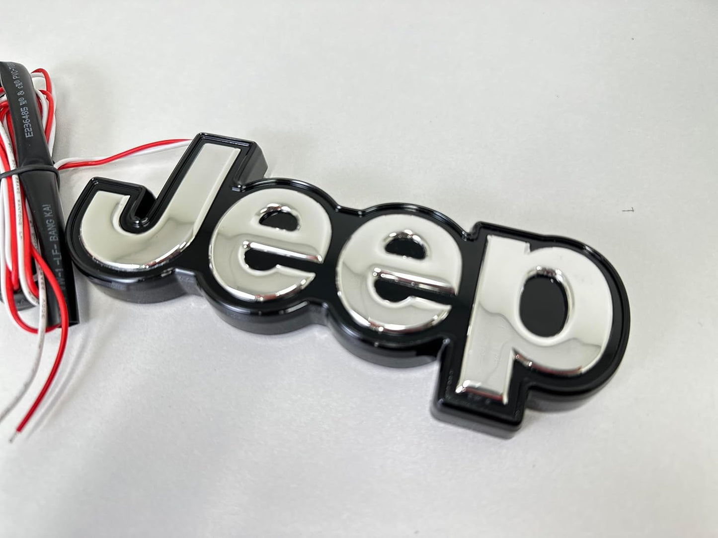 AUTOGEM 2014-2018 Jeep Cherokee Lighted Tailgate Emblem Black Chrome LED Rear Badge