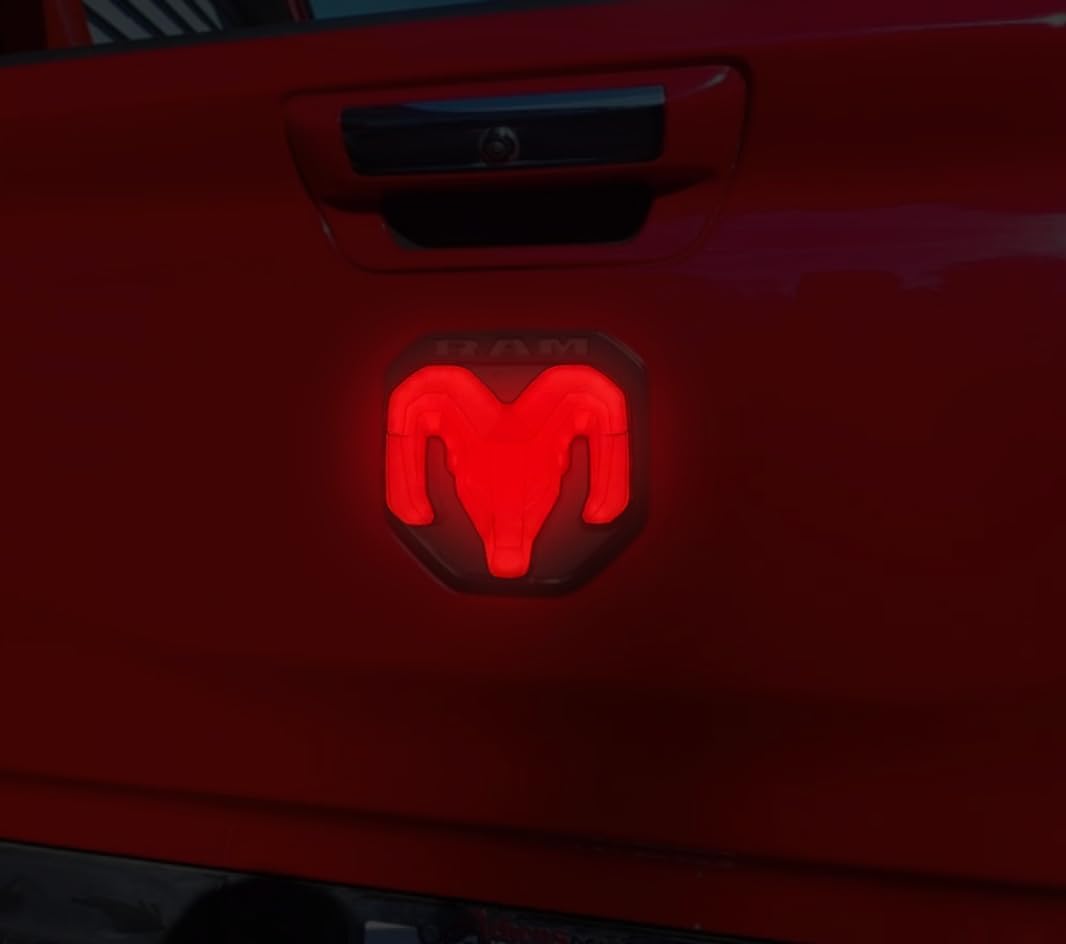 AUTOGEM 2019–2023 RAM 1500 2500 3500 4500 Lighted Tailgate Emblem – Black LED Badge