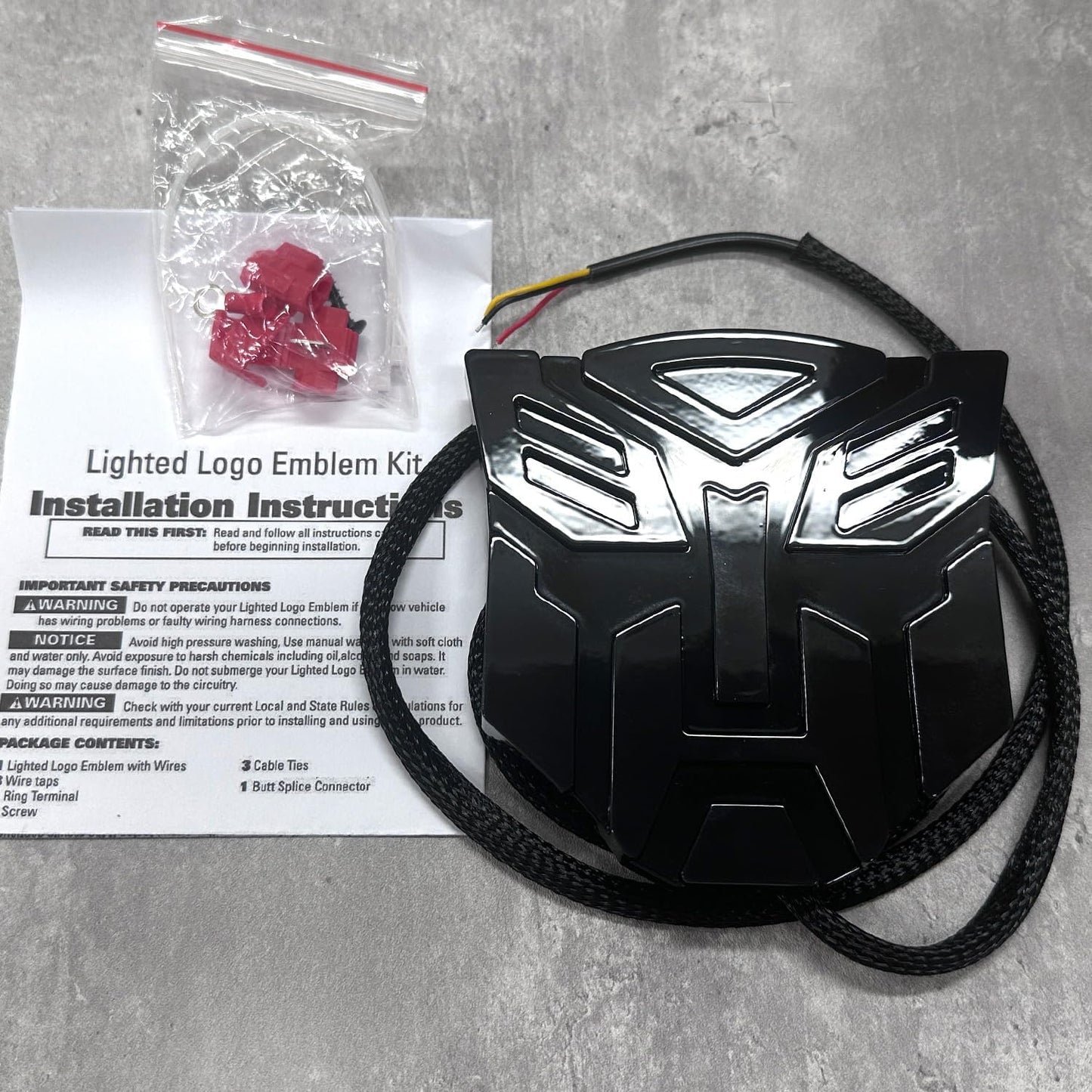 AUTOGEM Transforming Auto Robot 5-Inch Lighted Tailgate Emblem Black Finish LED Rear Badge