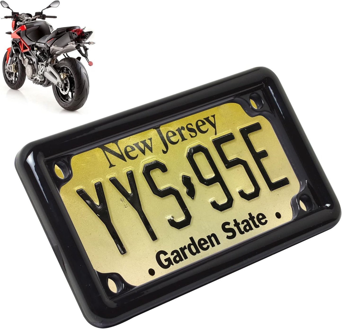 AUTOGEM Universal LED Motorcycle License Plate Frame 4 Function Running Brake Turn Signal Light Black