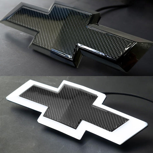 AUTOGEM Chevy Silverado LED Lighted Grille Emblem - Carbon Decal Design