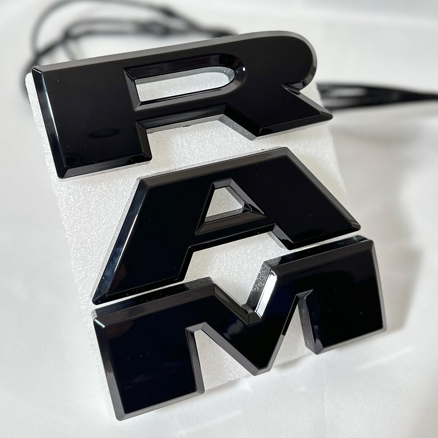 AUTOGEM 2019–2023 RAM 1500 LED Lighted Grille Emblem – Black Finish Illuminated Front Badge