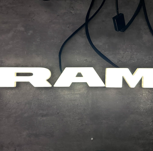AUTOGEM 2019–2025 RAM 2500 3500 4500 Lighted Grille Emblem – Black LED Front Badge