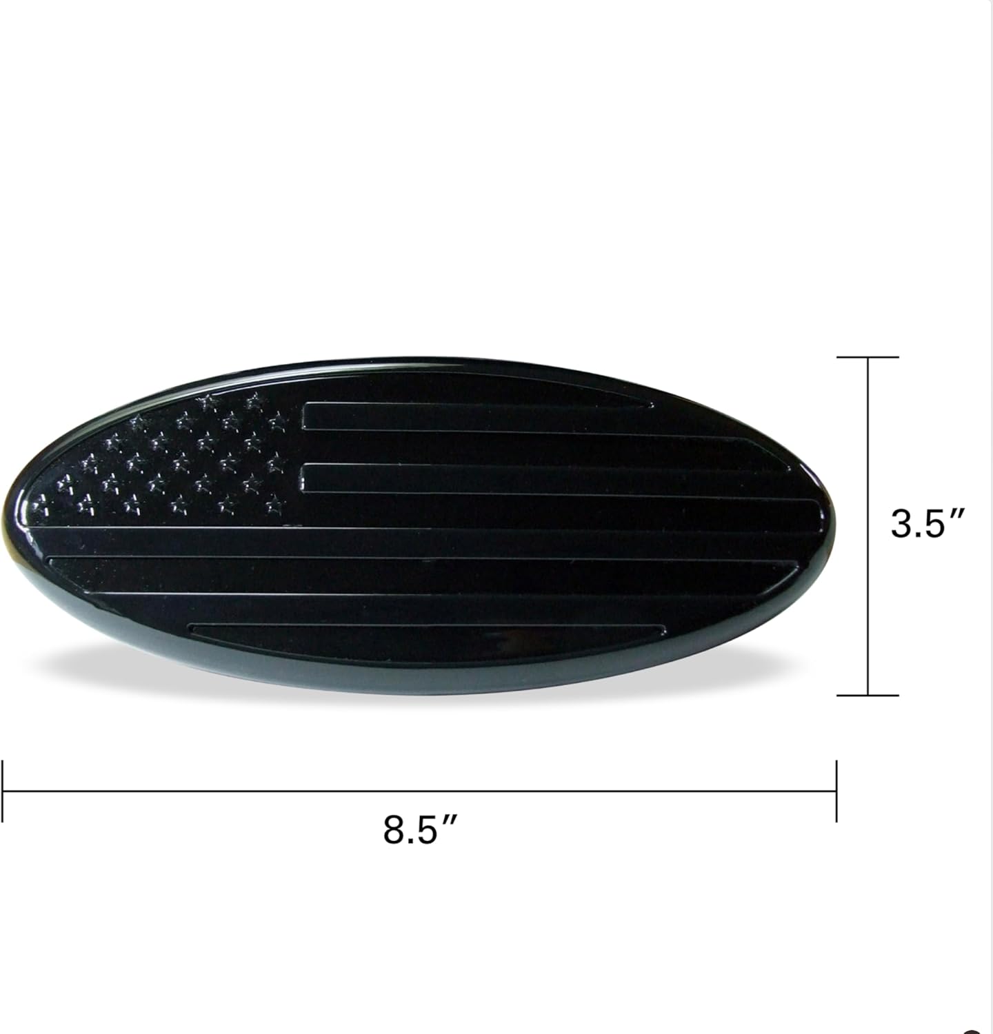 AUTOGEM 9" Lighted American Flag Grille Emblem – Black LED Oval Badge for Ford F150 F250 F350