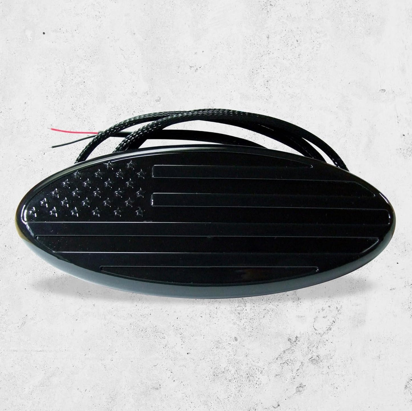 AUTOGEM 9" Lighted American Flag Grille Emblem – Black LED Oval Badge for Ford F150 F250 F350