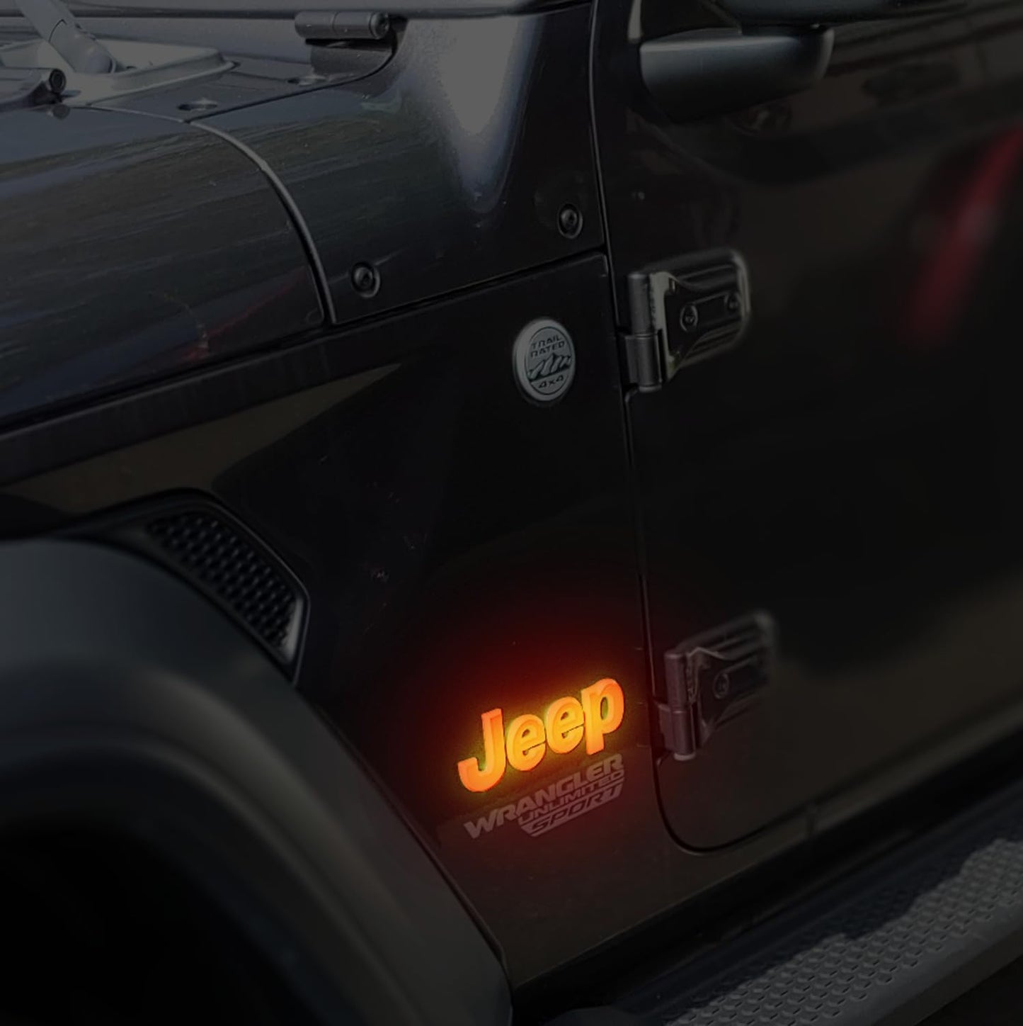 AUTOGEM Jeep Lighted Fender Emblem LED Side Badge –Dark Silver Face Black Housing – 2PCS Set