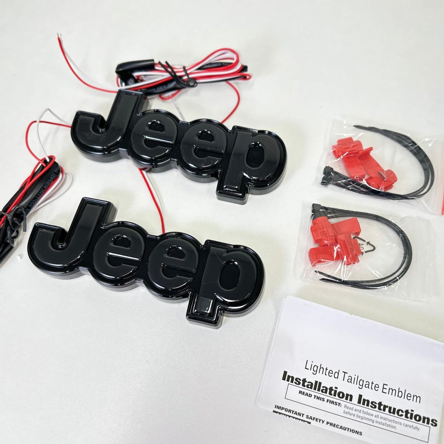 AUTOGEM Jeep Lighted Fender Emblem LED Side Badge –Dark Silver Face Black Housing – 2PCS Set