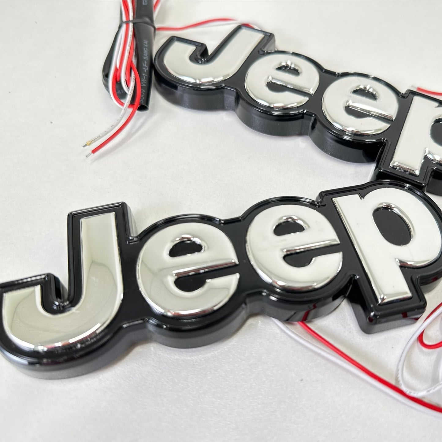 AUTOGEM Jeep LED Lighted Fender Emblem Chrome 2PCS Side Badge Set