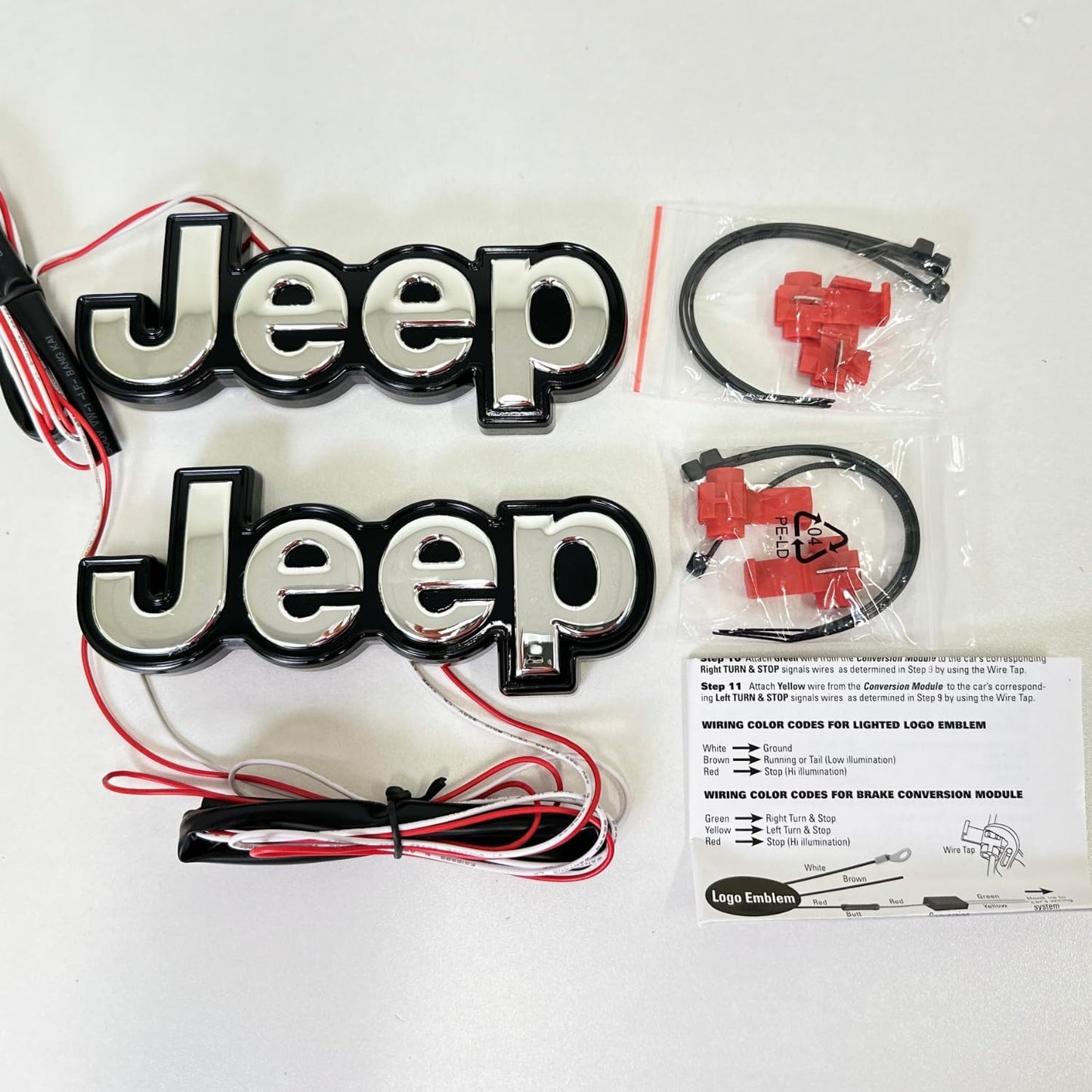 AUTOGEM Jeep LED Lighted Fender Emblem Chrome 2PCS Side Badge Set