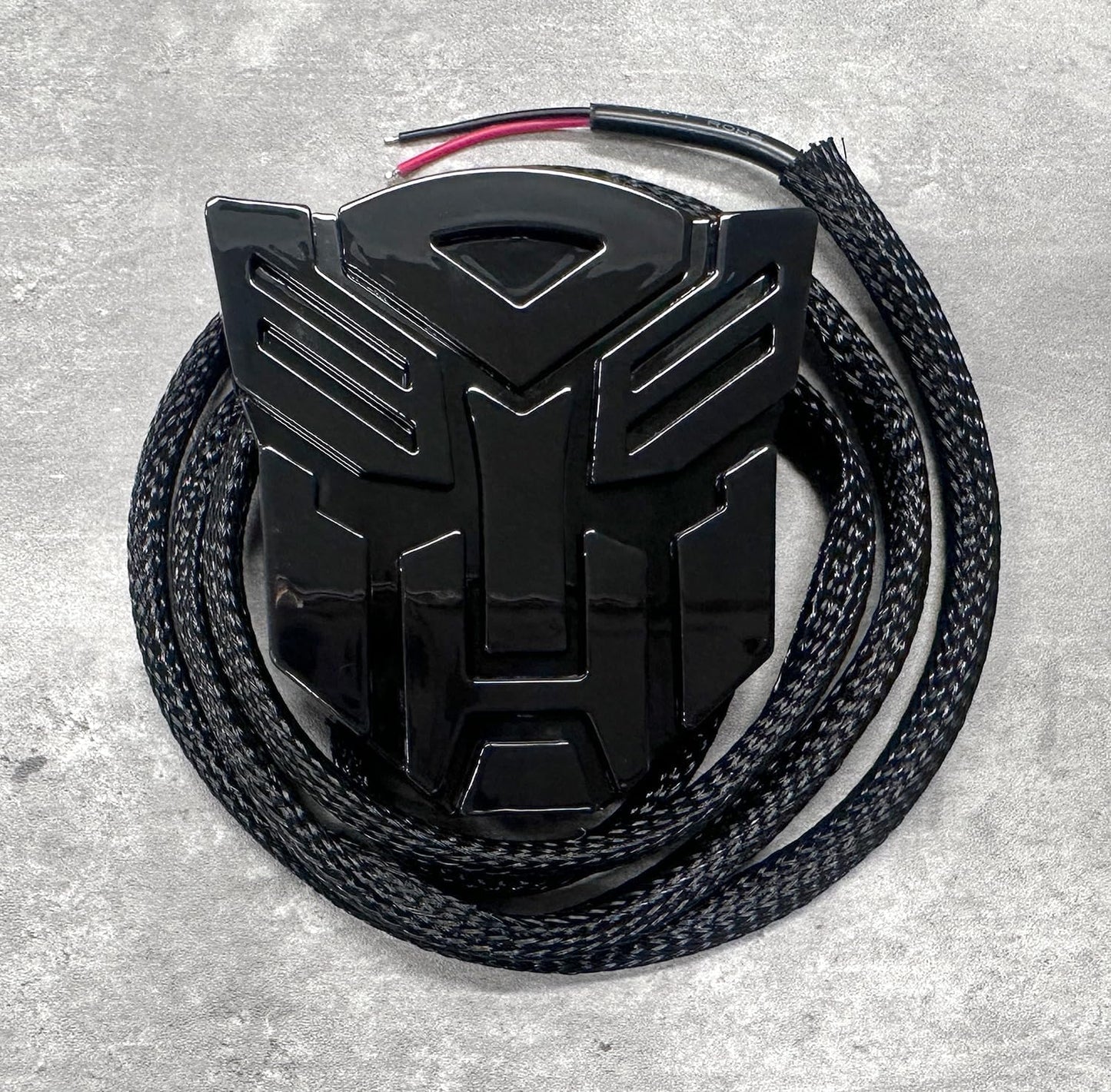 AUTOGEM Transforming Auto Bot Fender Emblem 3 Inch Black Lighted Pair