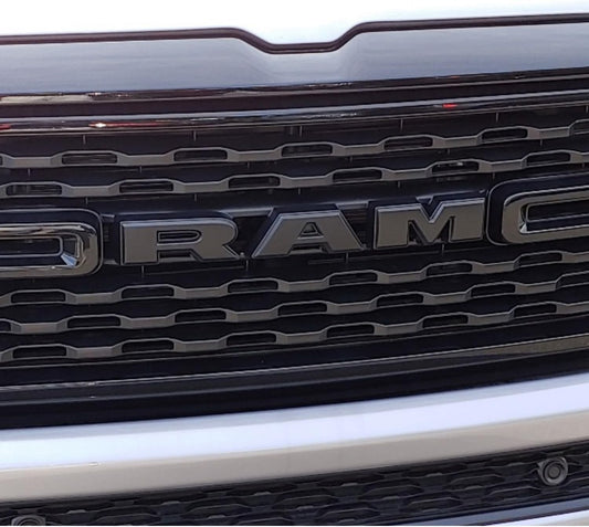 AUTOGEM 2019–2023 RAM 1500 Grille Emblem – Matte Black Front Badge Replacement