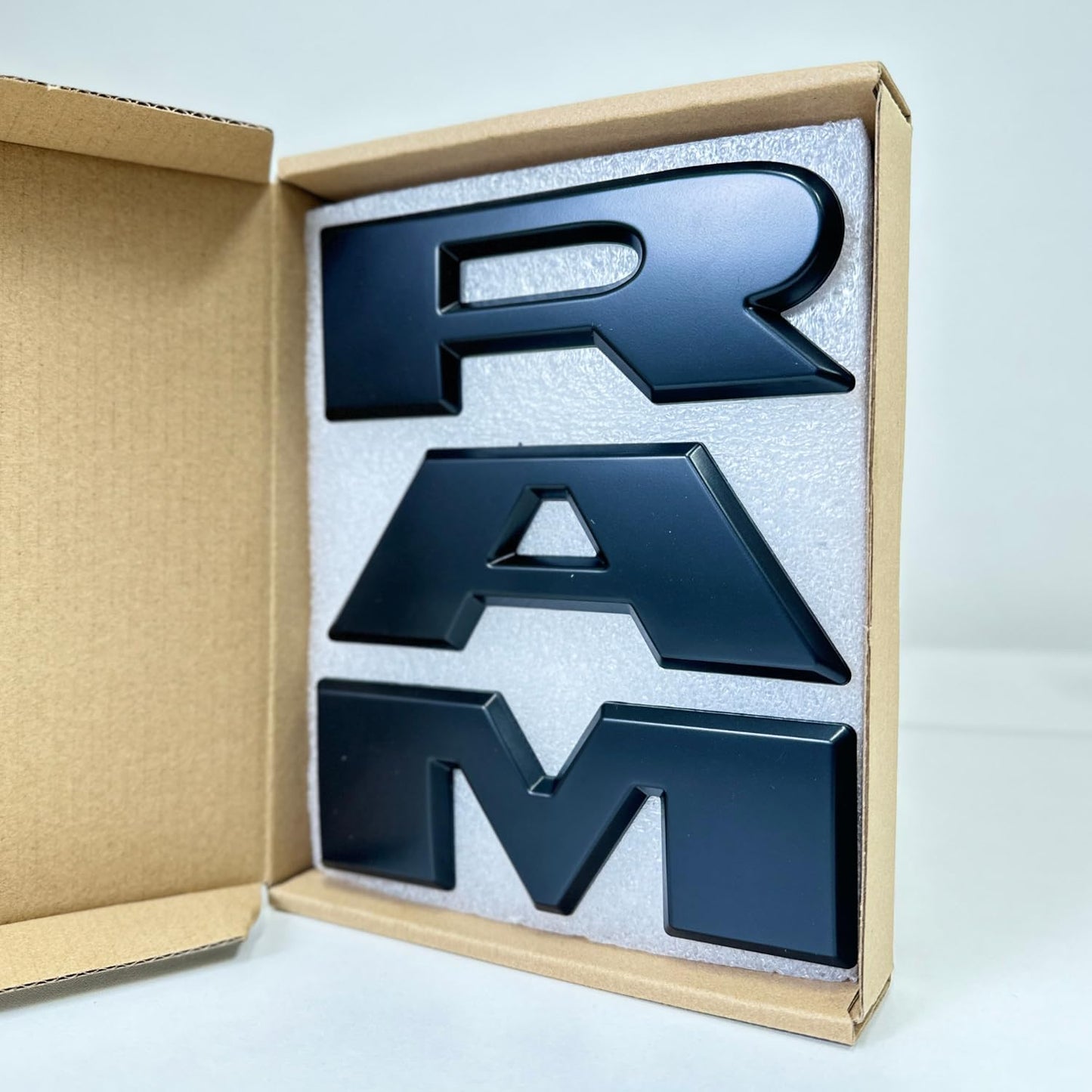AUTOGEM 2019–2023 RAM 1500 Grille Emblem – Matte Black Front Badge Replacement