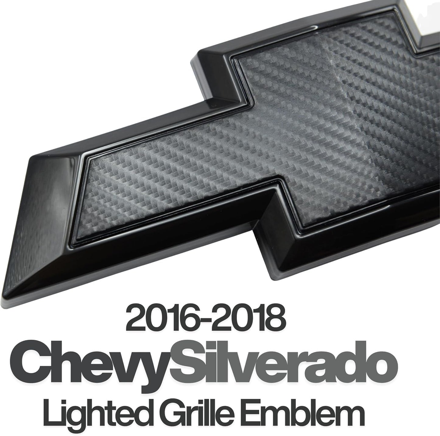 2022-2026 Chevy Silverado LED Lighted Grille Emblem Black Carbon Fiber Bowtie