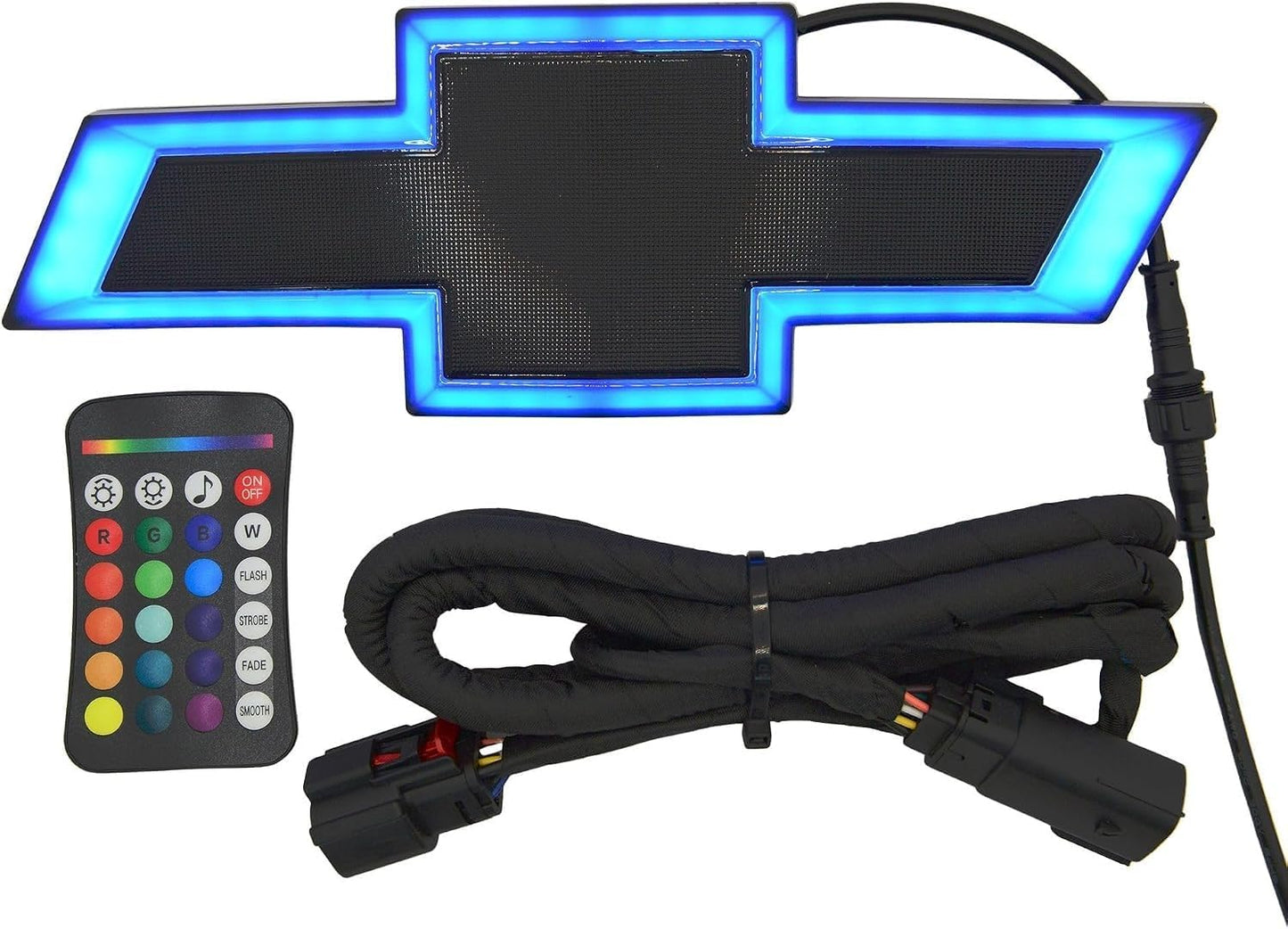 2019-2021 Chevy Silverado RGB LED Lighted Front Grille Emblem Black Bowtie Badge