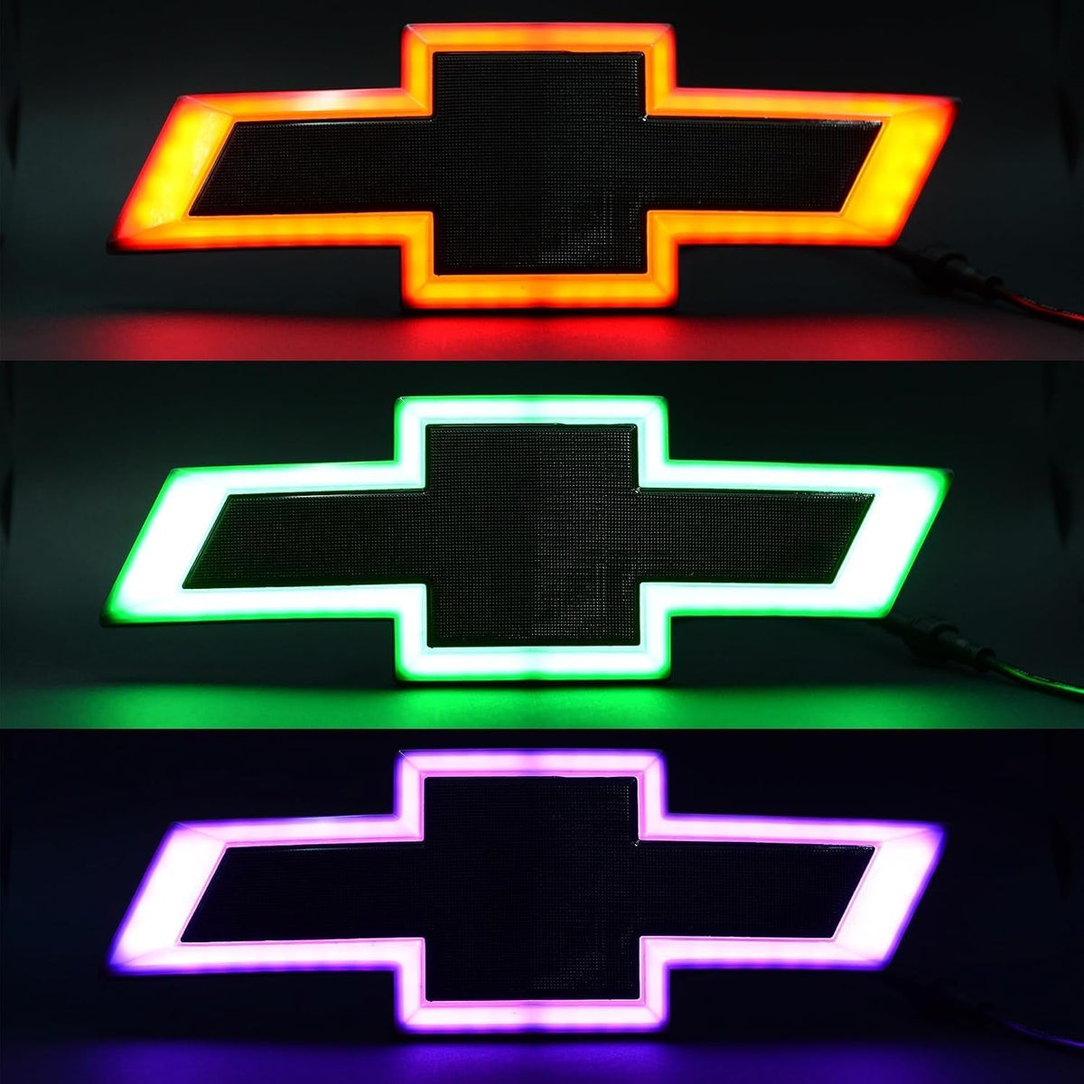 2019-2021 Chevy Silverado RGB LED Lighted Front Grille Emblem Black Bowtie Badge