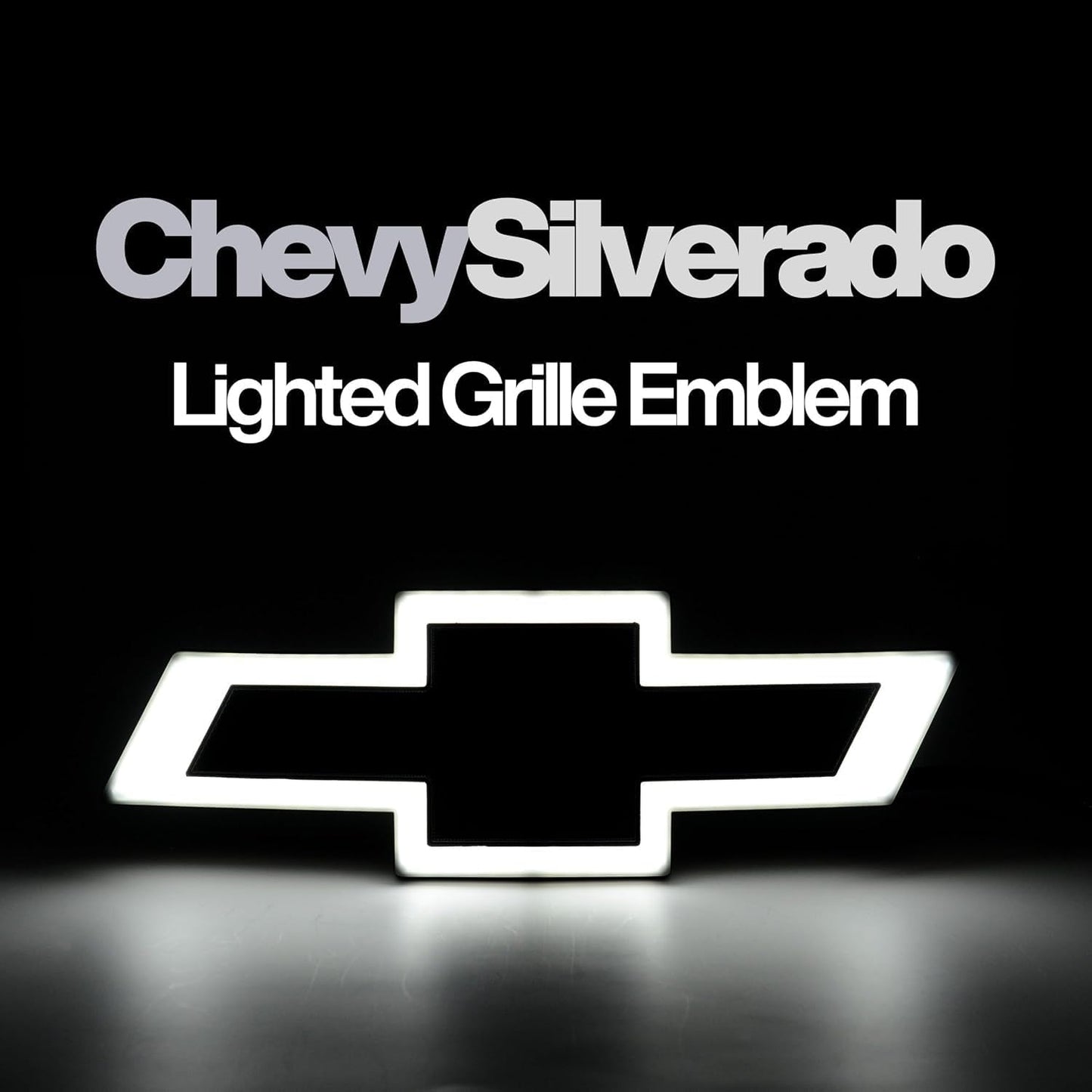 2019-2021 Chevy Silverado RGB LED Lighted Front Grille Emblem Black Bowtie Badge