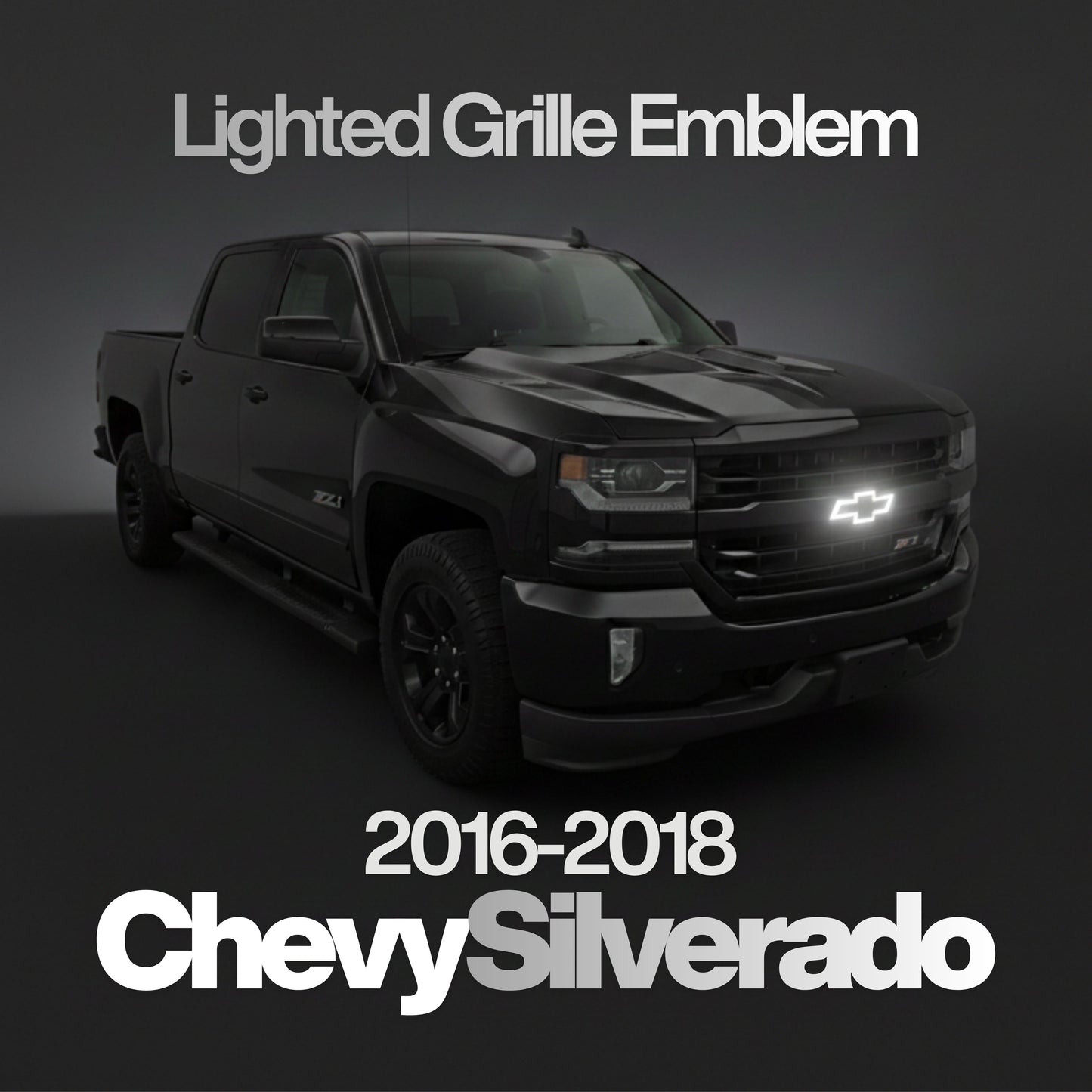 2022-2026 Chevy Silverado LED Lighted Grille Emblem Chrome Black Bowtie Badge