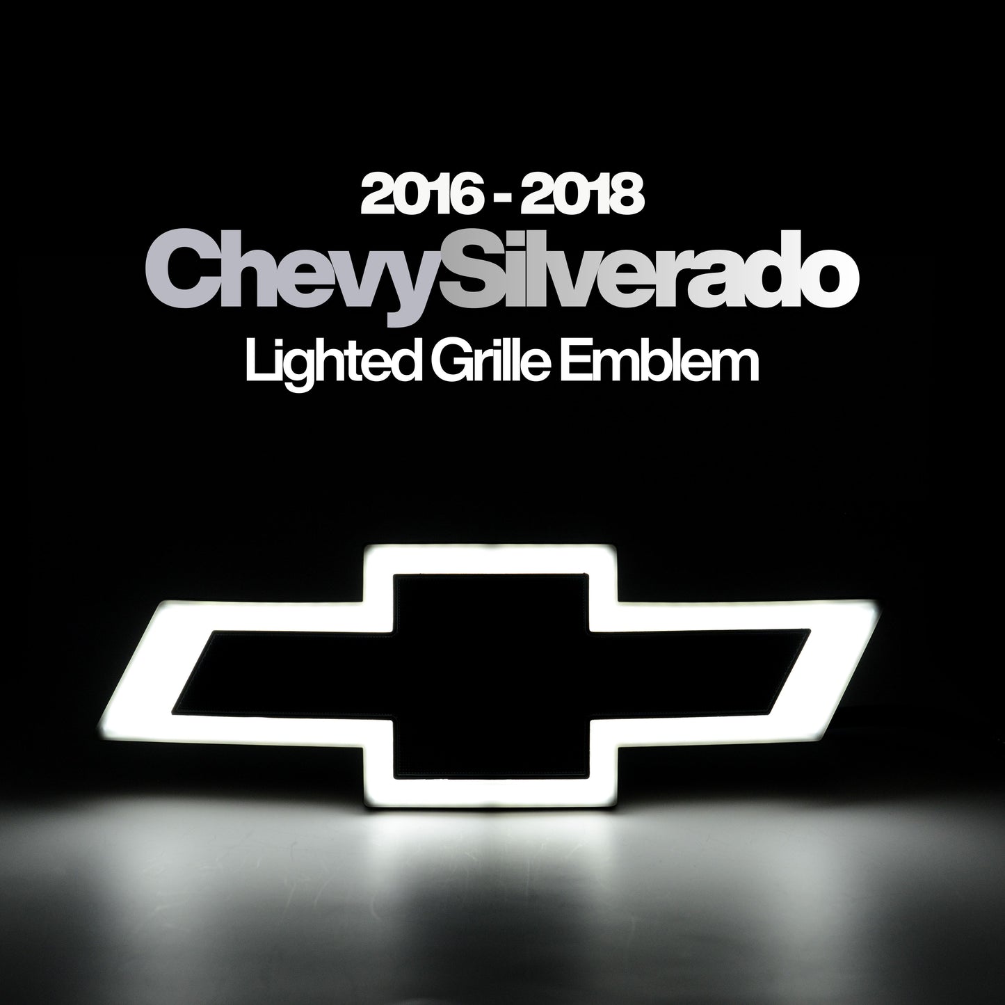 2022-2026 Chevy Silverado LED Lighted Grille Emblem Chrome Black Bowtie Badge